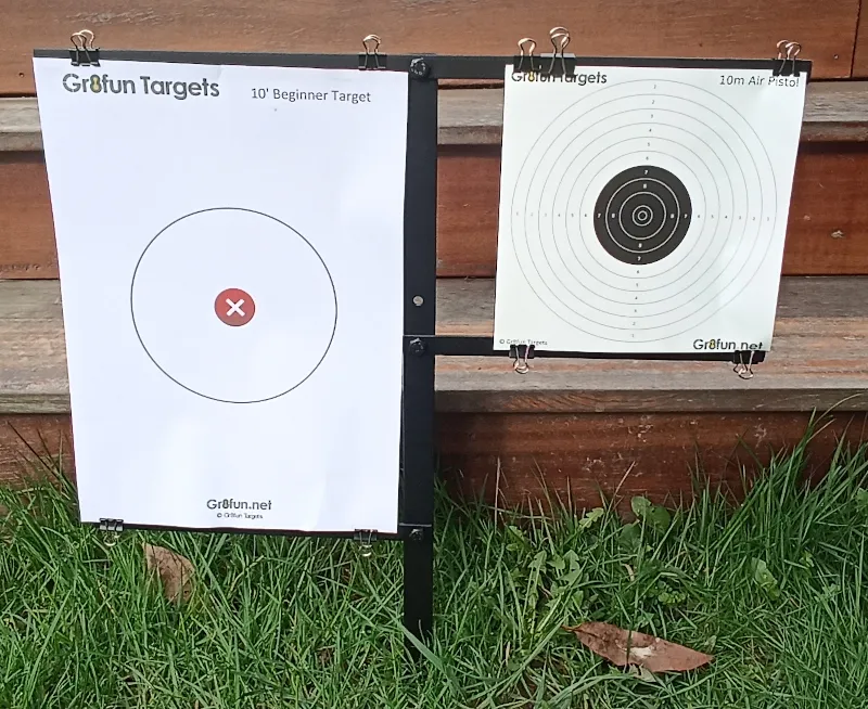 Double steel airgun target holder for paper and card targets